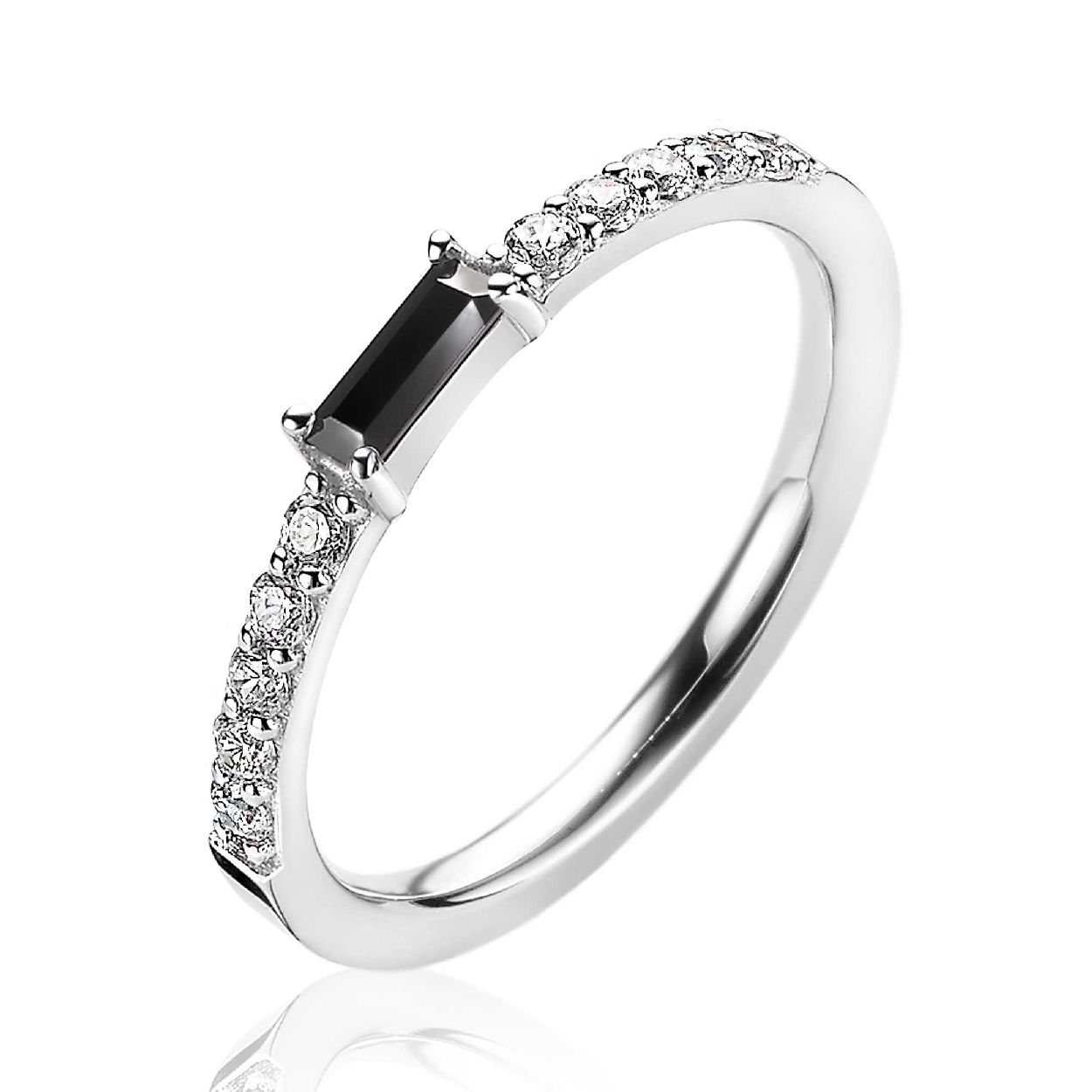 ZINZI aanschuifring zilver luxe baguette geslepen zwarte zirconia ZIR2133Z