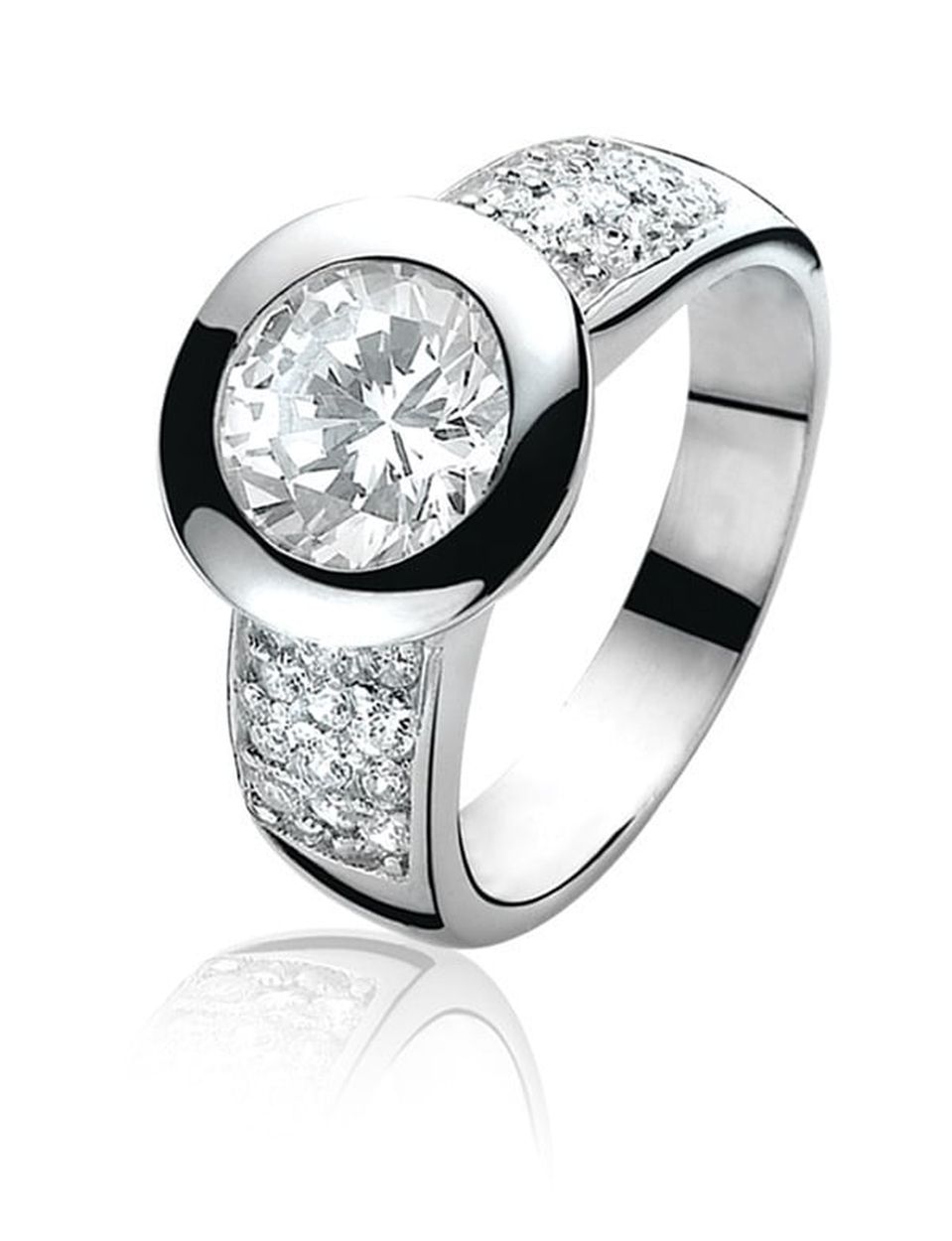 Zinzi zilveren ring zirkonia mt.54 zir214w