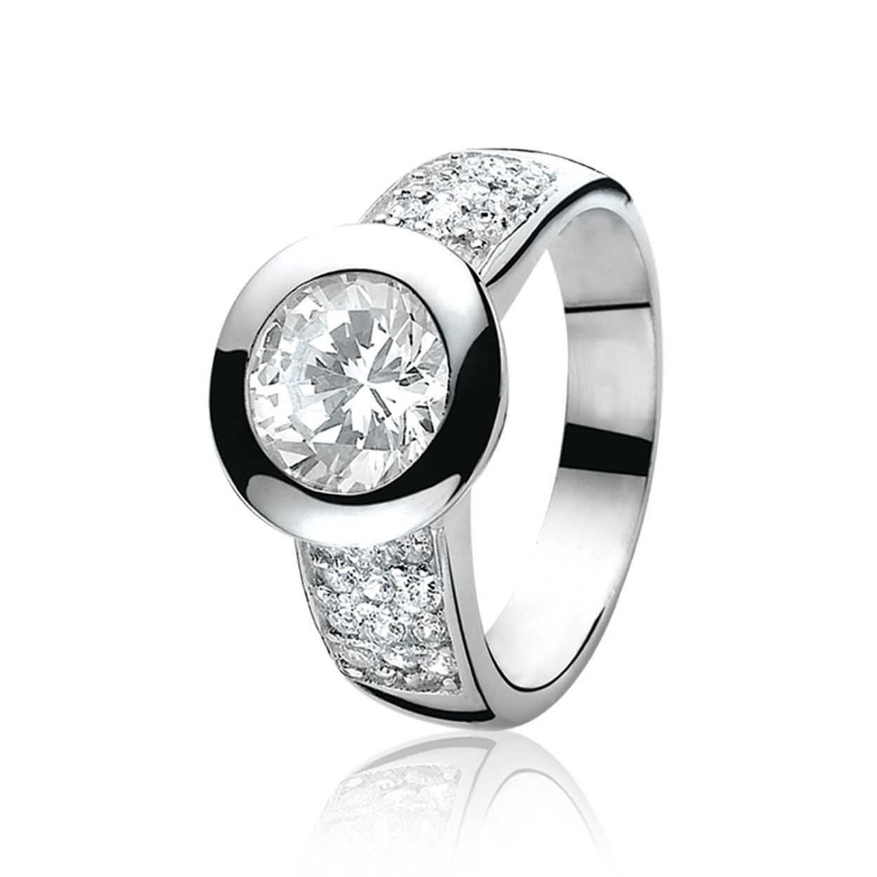 Zinzi zilveren ring wit zirkonia pavé mt56 zir213w