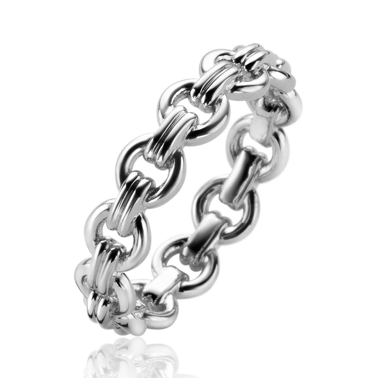 zilveren ring ZINZI schakelmotief