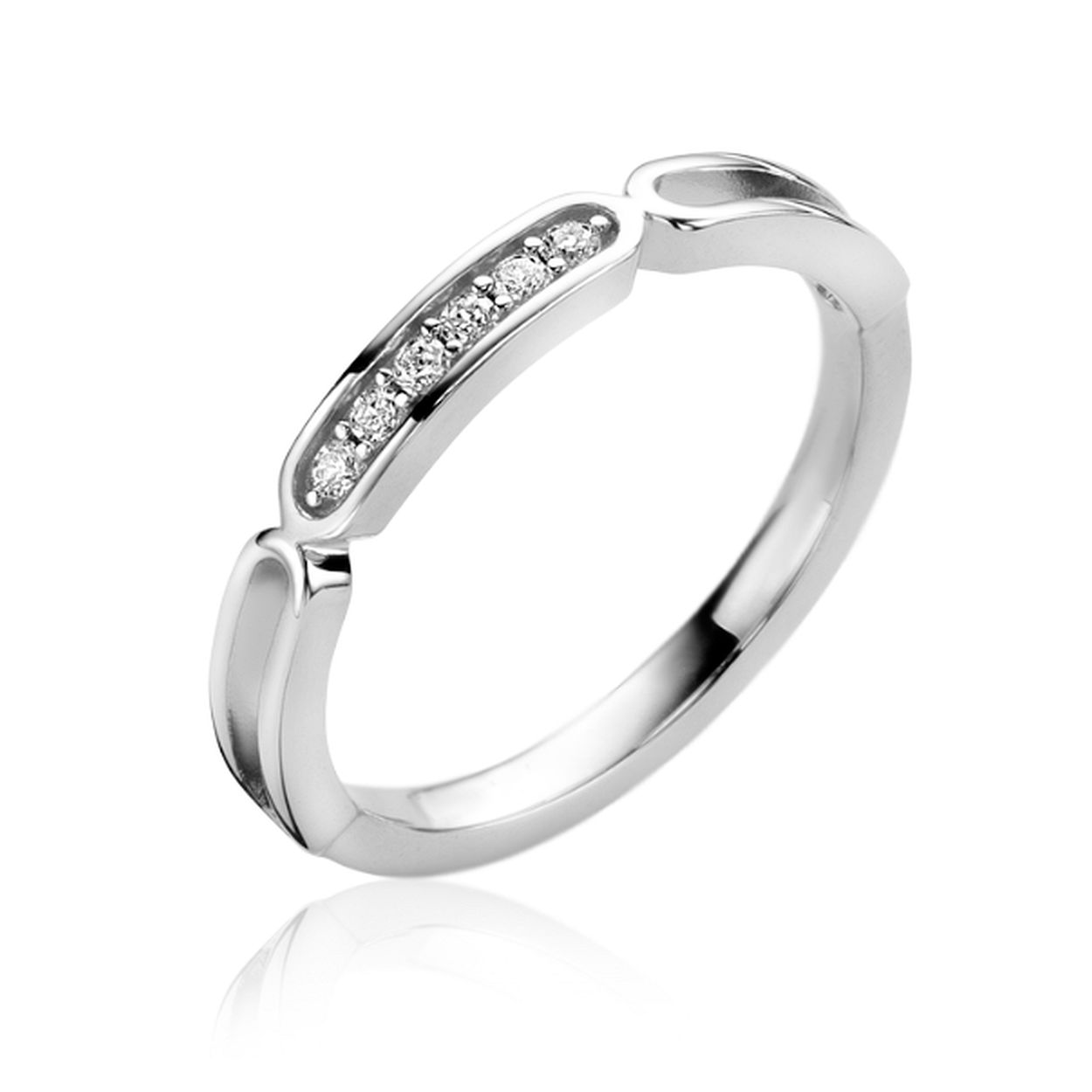 ZINZI zilveren aanschuifring 3mm breed met trendy ovale vormen wit ZIR2270