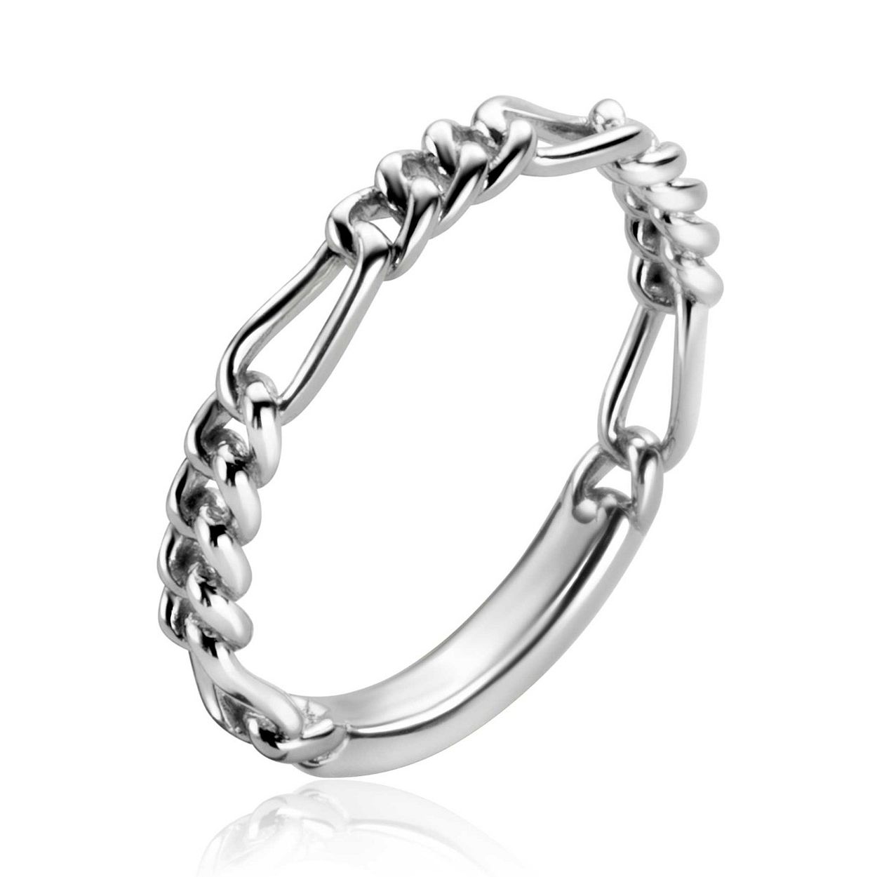 ZINZI aanschuifring zilver met figaro schakel 3mm ZIR2291