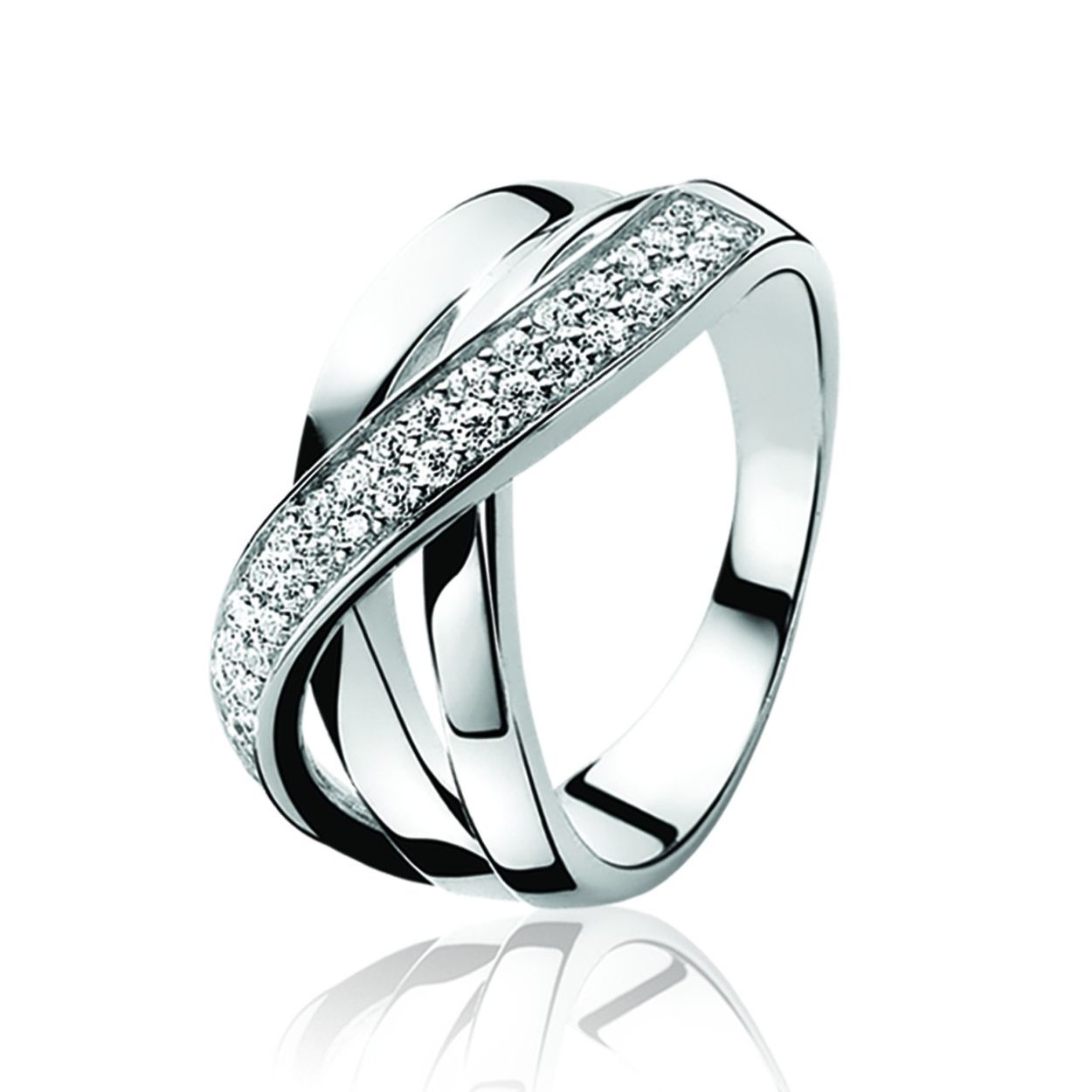 ZINZI zilveren ring wit ZIR553