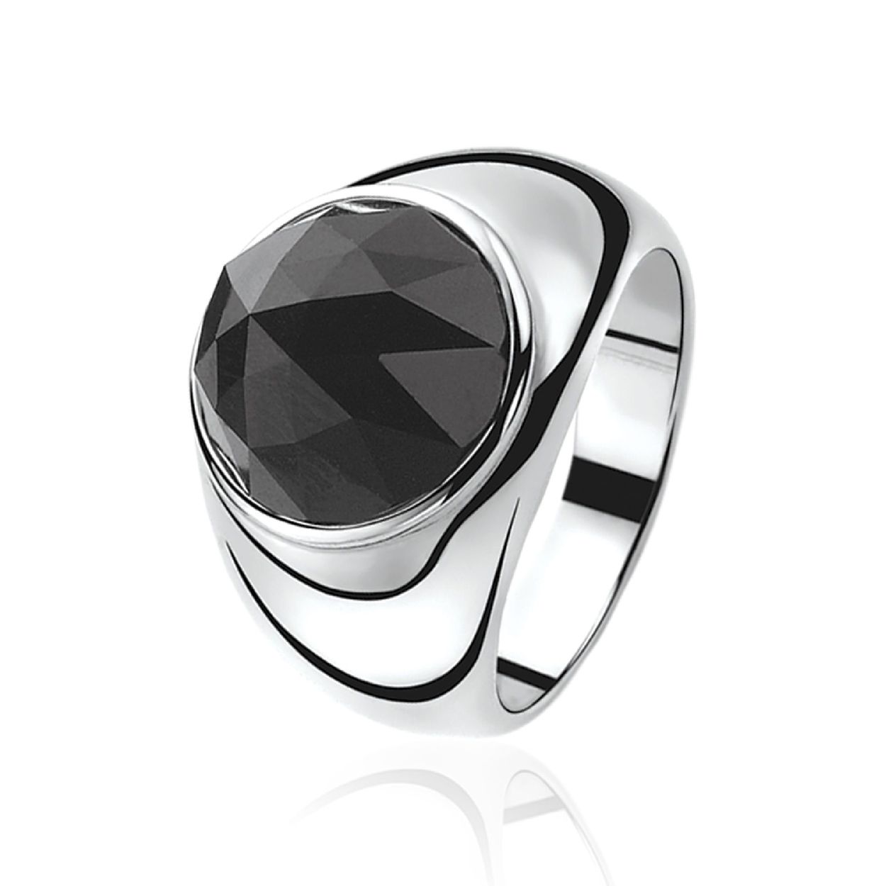 Zinzi zilveren ring zwart swarovski mt.56 zir556