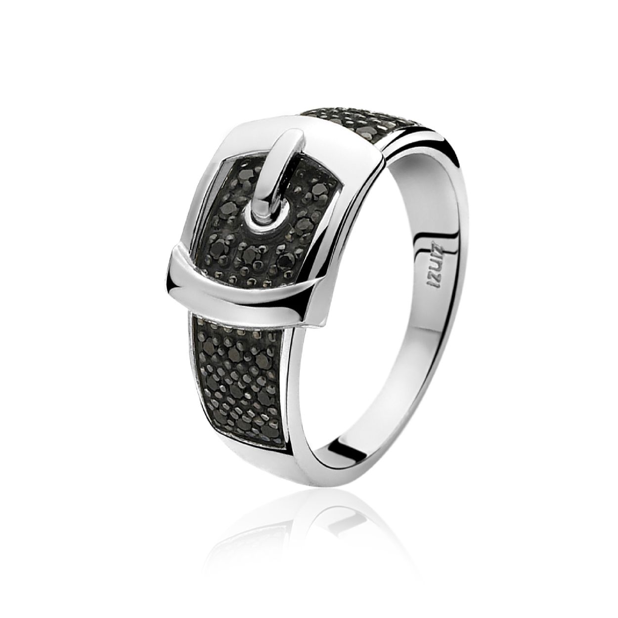 Zinzi zilveren ring gesp zwart zirkonia mt.54 ZIR682Z54