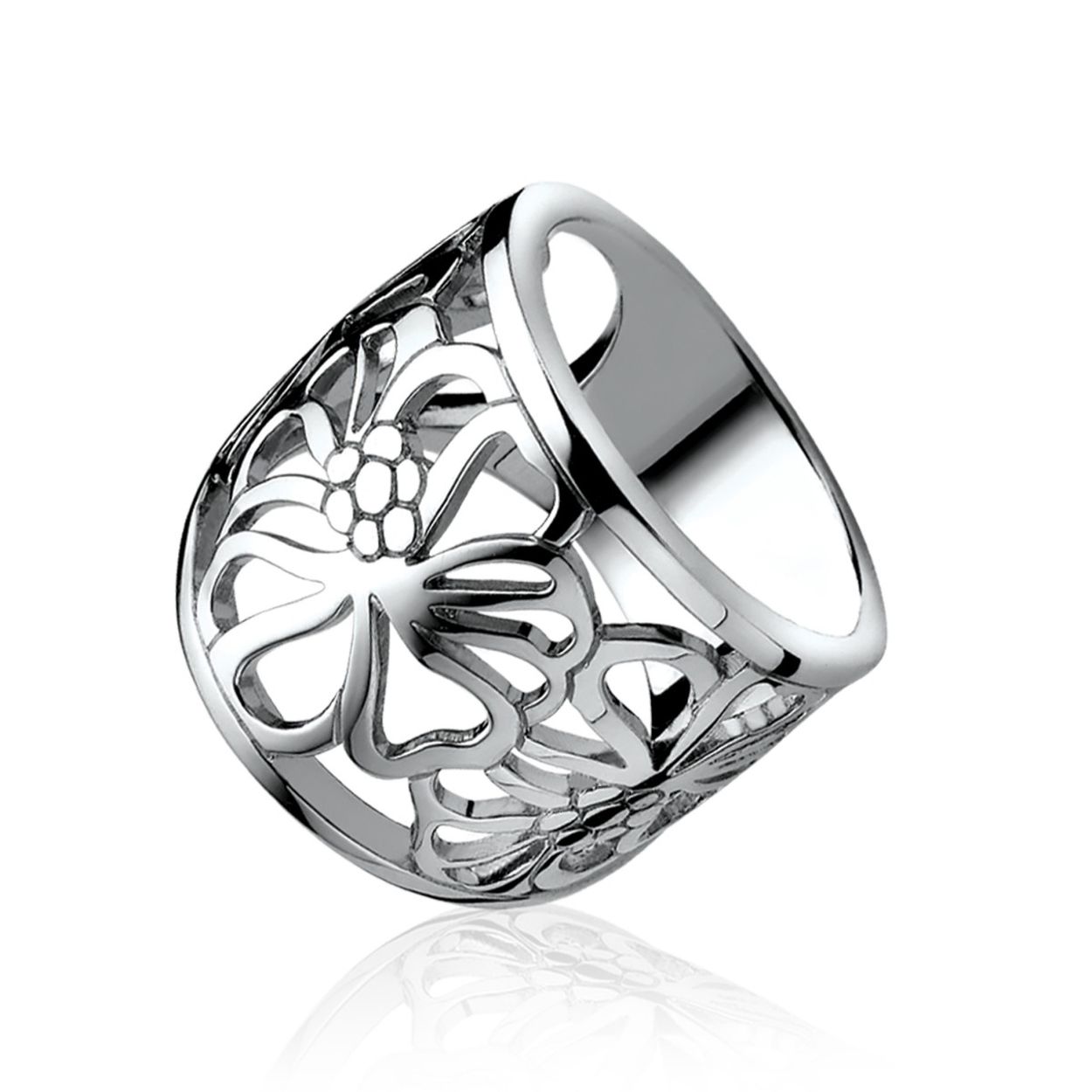 Zinzi zilveren ring bloem ajour mt54 zir817 