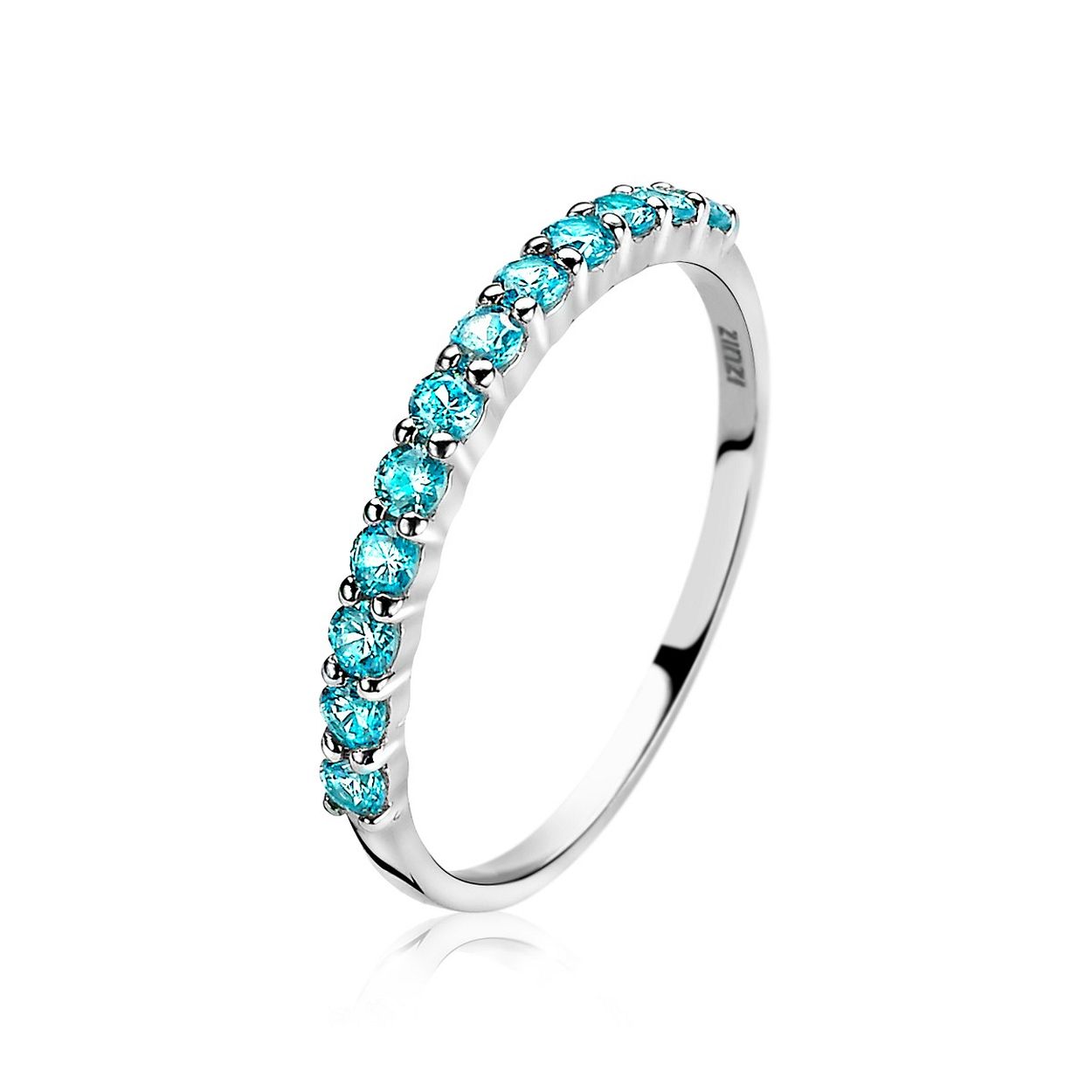 ZINZI zilveren aanschuifring met schitterende turquoise kleurstenen. Deze ring is verkrijgbaar in verschillende kleuren. Mix en Match met andere aanschuifringen uit de Zinzi collectie! Vervaardigd van eerste gehalte zilver (925) en met extra rodiumlaag voor een langdurige glans.