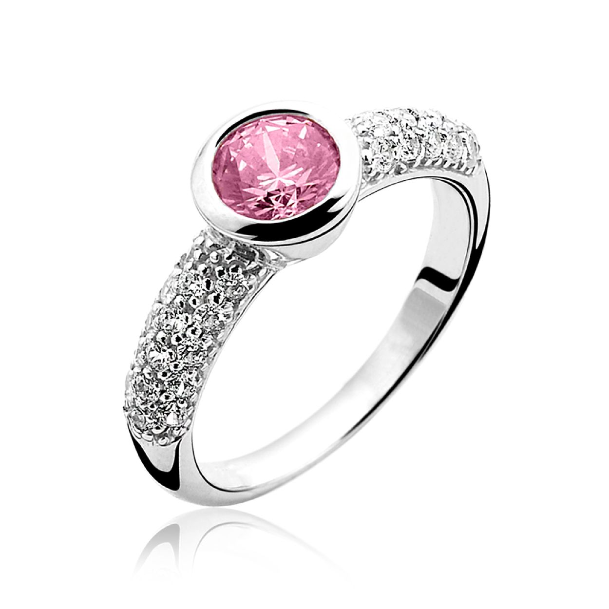 Zinzi zilveren ring wit/roze zirkonia mt60 zir840r
