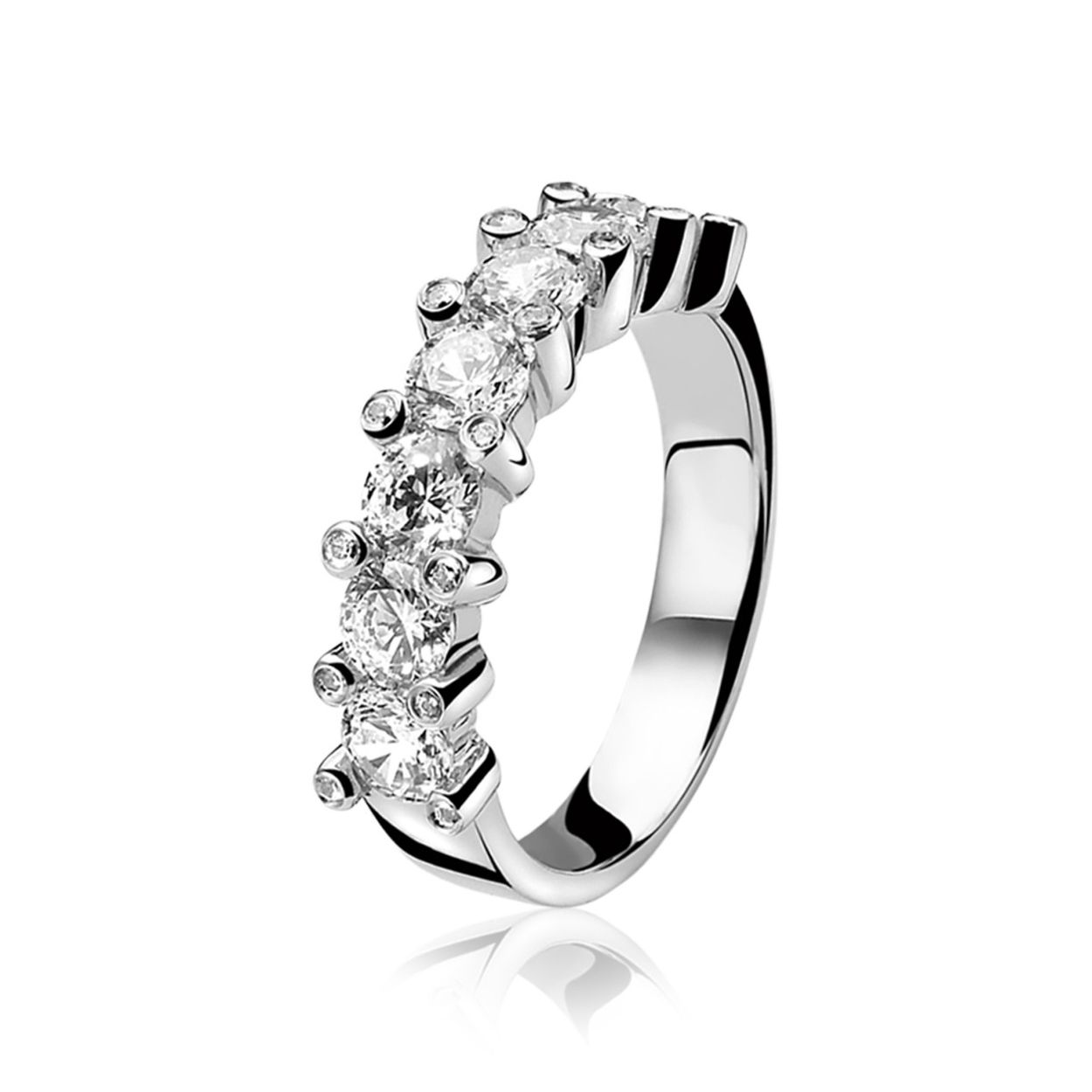 Zinzi zilveren rij ring zirkonia mt.54 ZIR870