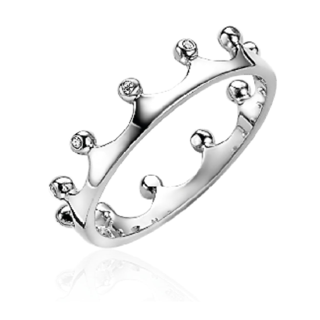 ZINZI zilveren ring 'Kroon' met witte zirconia's ZIRBF14