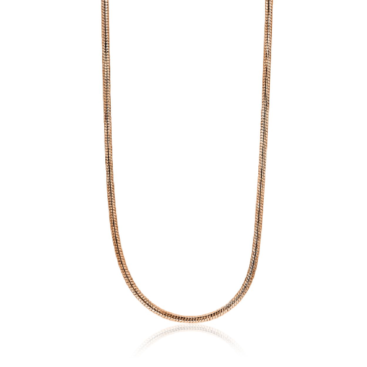 ZINZI zilveren slangen collier rose verguld 1mm breed 45cm ZISL45R