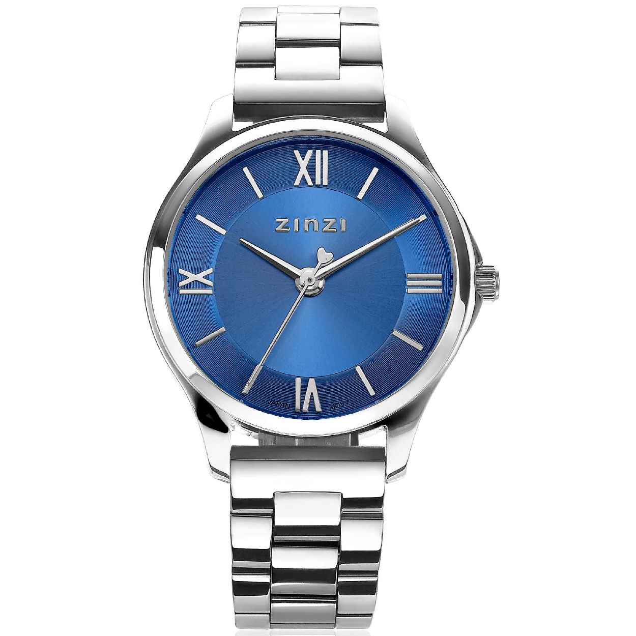ZINZI Classy Mini horloge 30mm blauwe wijzerplaat stalen kast en band ZIW1242