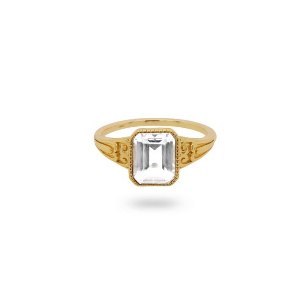 24Kae Ring met kleursteen - 925 Sterling zilver geelgoud verguld 12410YW