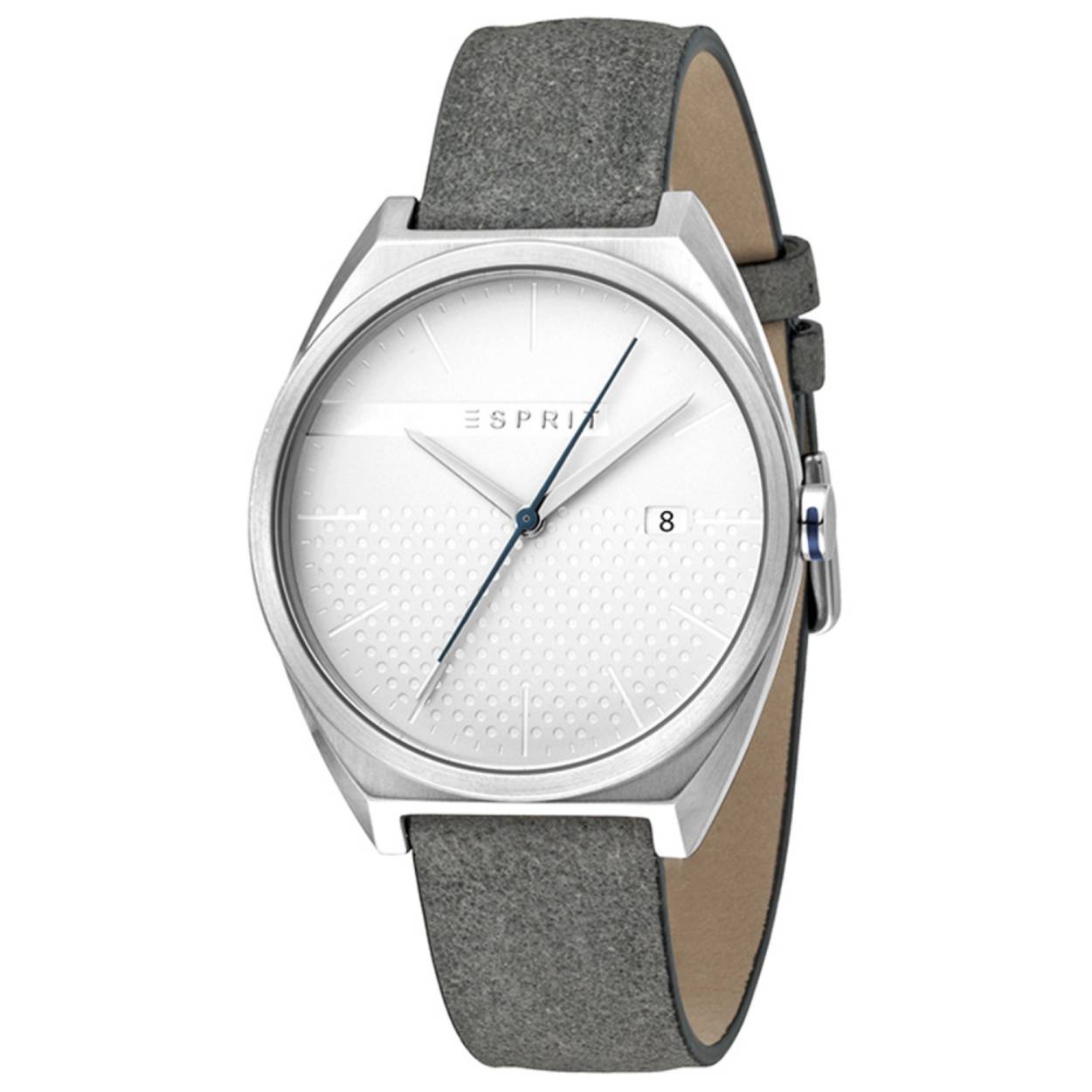Dit dames horloge is van het merk Esprit. Het is een quartz horloge met een dag aanduiding. De band is gemaakt van lederen. De diameter van de kast is 40mm.