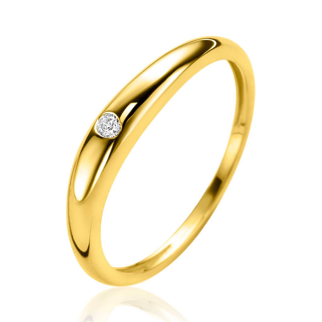 14k geelgouden ring met zirkonia