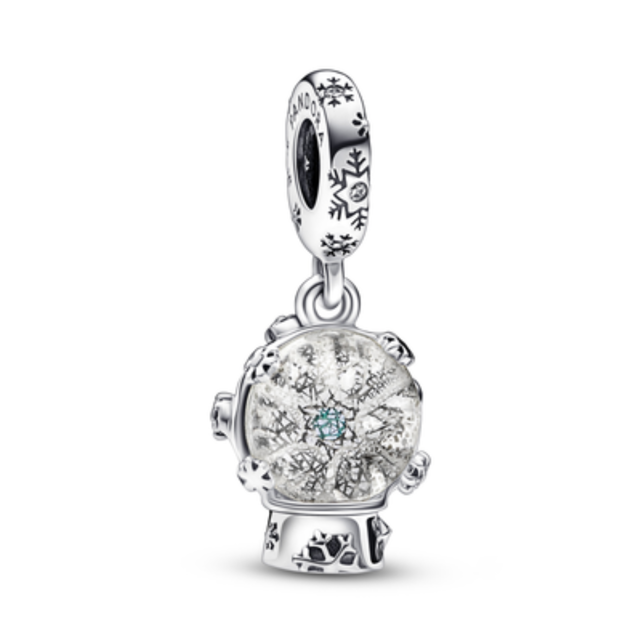Pandora Charm  Snowglobe dangle glitter Murano 