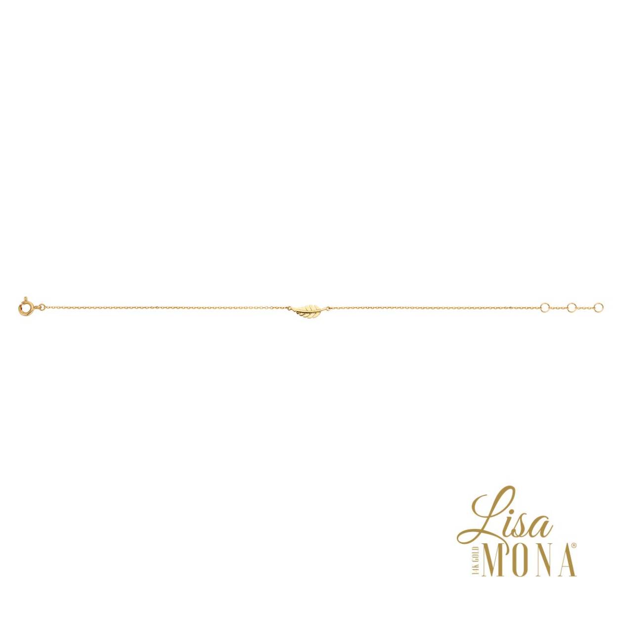 Lisa Mona Armband goud 14k veertje
