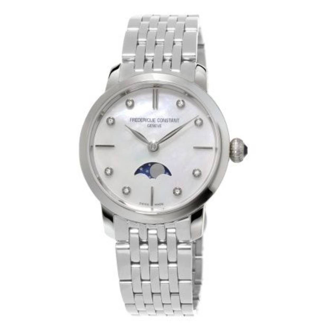 FC206MPWD1S6B Frederique Constant horloge met maanstand en diamant op de wijzerplaat