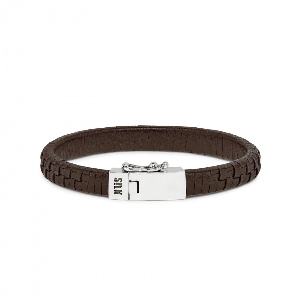 Silk Armband 240BRN.21 silver & leather bracelet