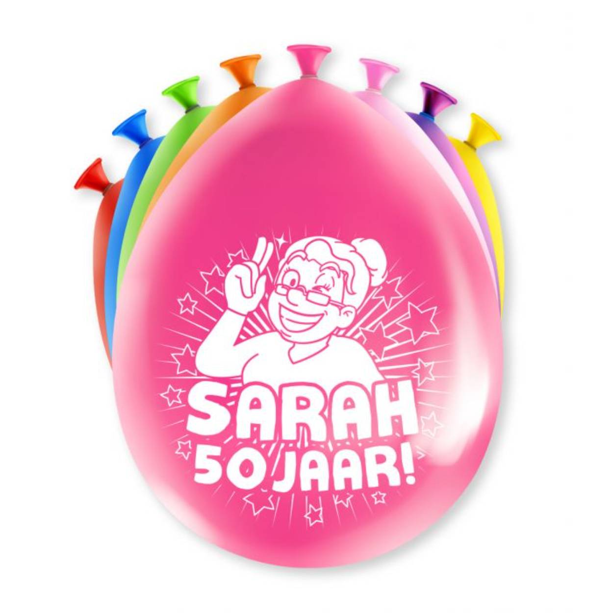 Een feestje kan niet zonder ballonnen en als u party ballonnen met Sarah koopt dan krijgt u deze in maar liefst 8 verschillende kleuren! De ballonnen zijn gemaakt van latex en zijn ongeveer 30 bij 30 centimeter groot.