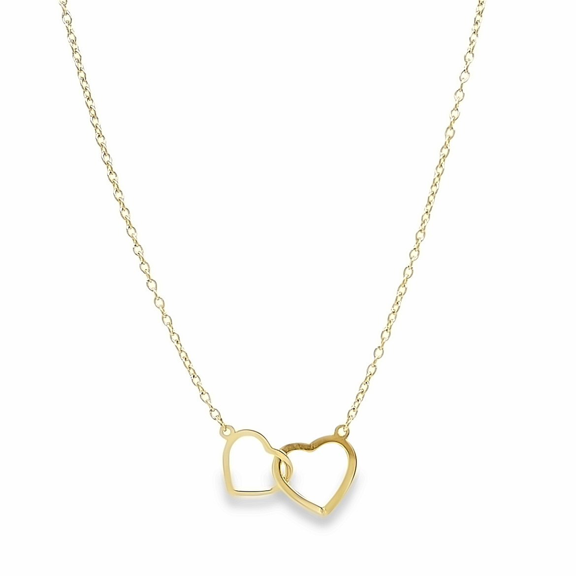 Geelgouden collier met verbonden hartjes