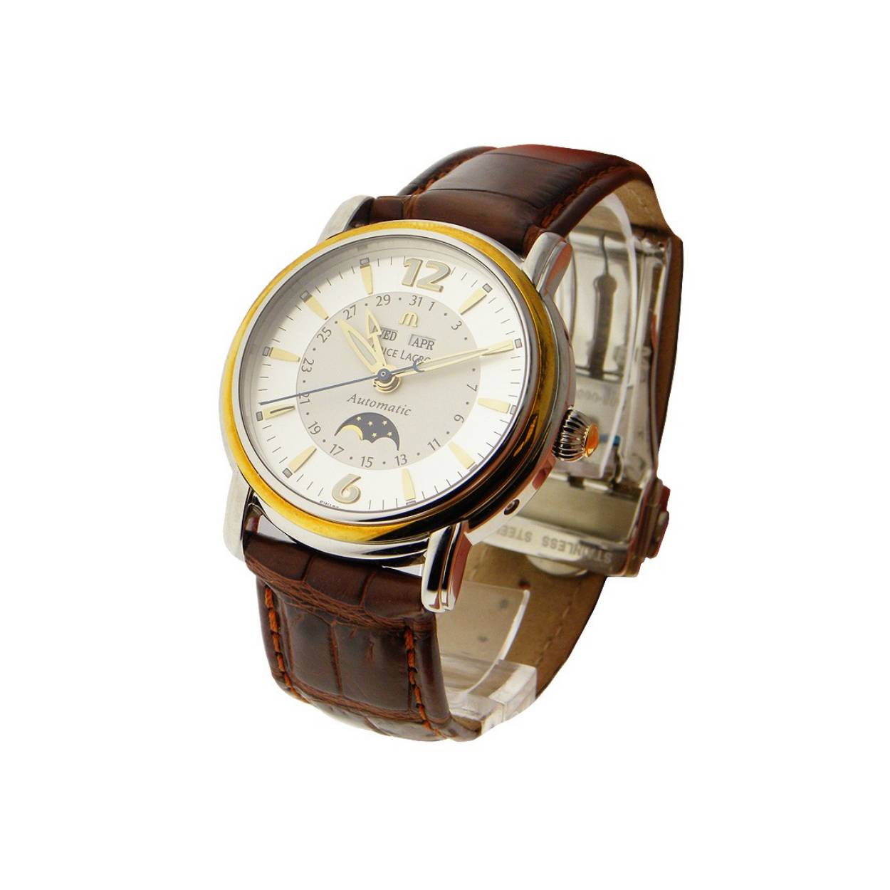 Maurice Lacroix  mp6347-ys101-92e 18k herenhorloge met 18k bezel met staal maanaanduiding