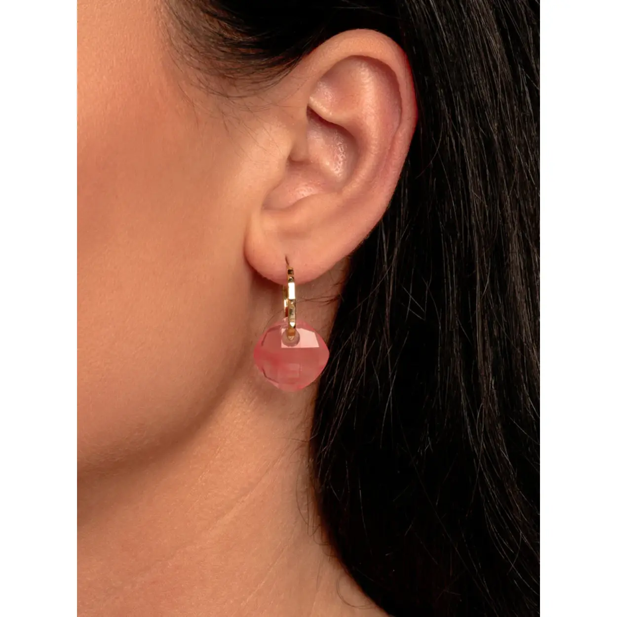 Cherry Quartz Cushion Cut oorbel edelstenen