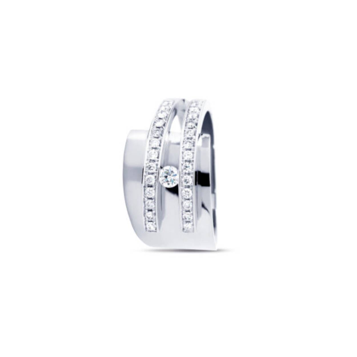 Ring model Galla Rich (52P)  pave 0.28ct middensteen 0.07ct Si/river  witgoud