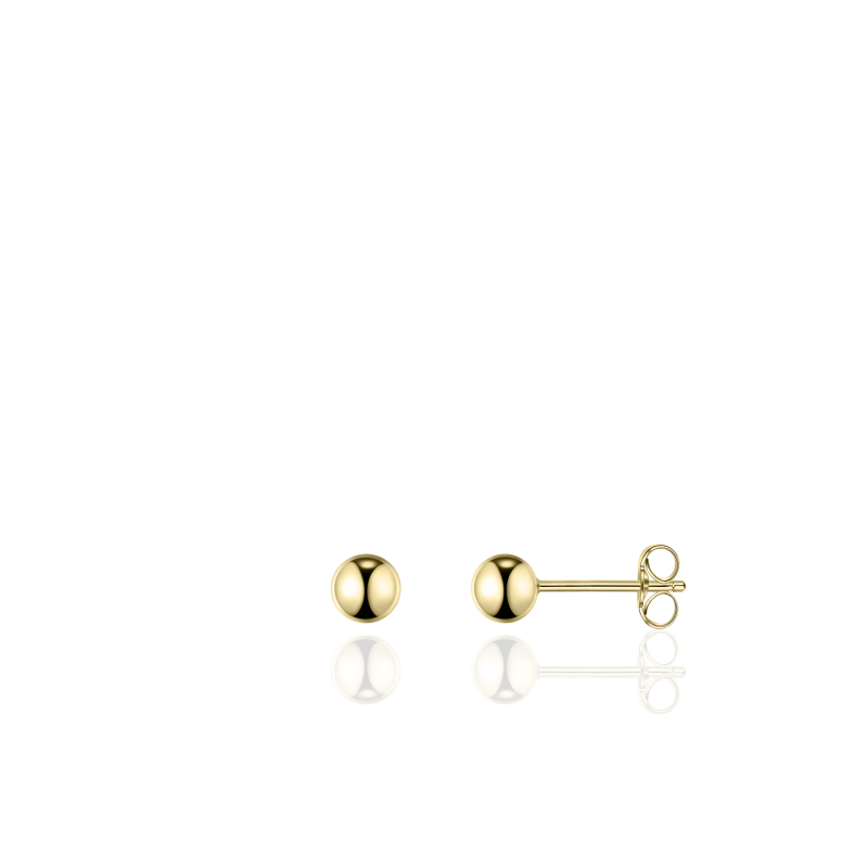 14k gouden oorknoppen, bol  4mm diameter