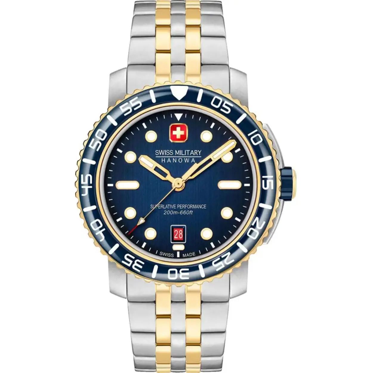 Swiss Military Hanowa horloge, Black Marlin bicolor/blauw