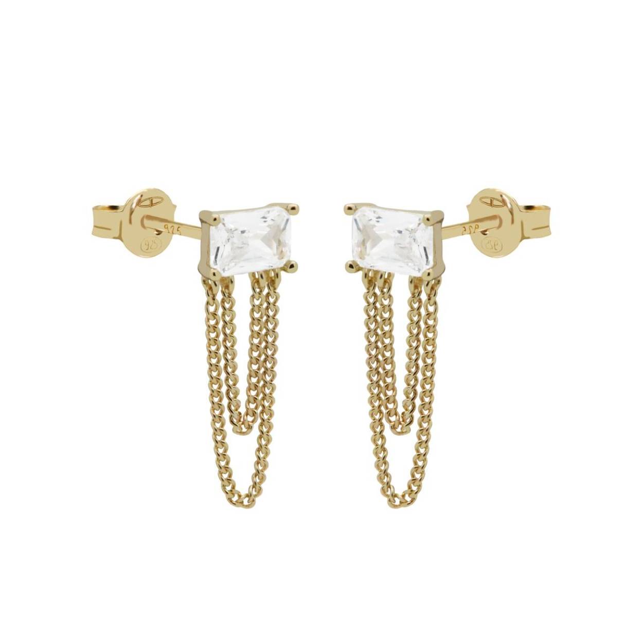 C89GP Karma oorstekers | zilver verguld | zirkonia wit