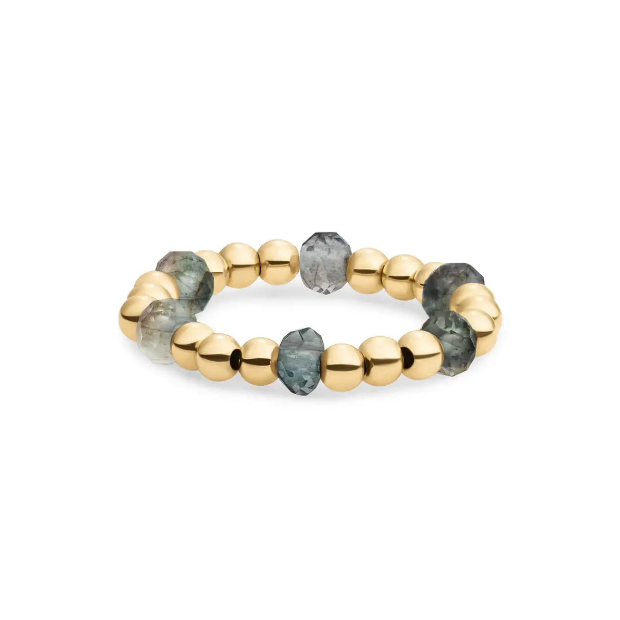 Sparkling Jewels Ring Facet Roundel Labradorite Gold SRI-G-RDL-G18