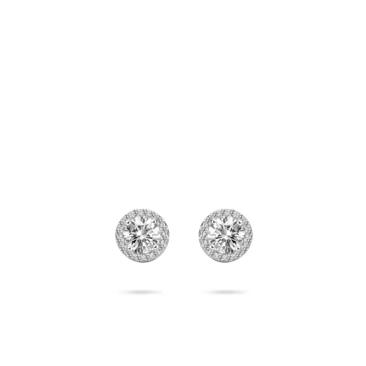 Classic brilliant halo ear studs | 5 mm | Silver