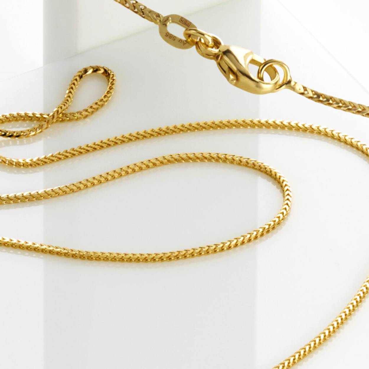 14k geelgoud bingo schakel collier, 1mm dik en 42 cm lengte