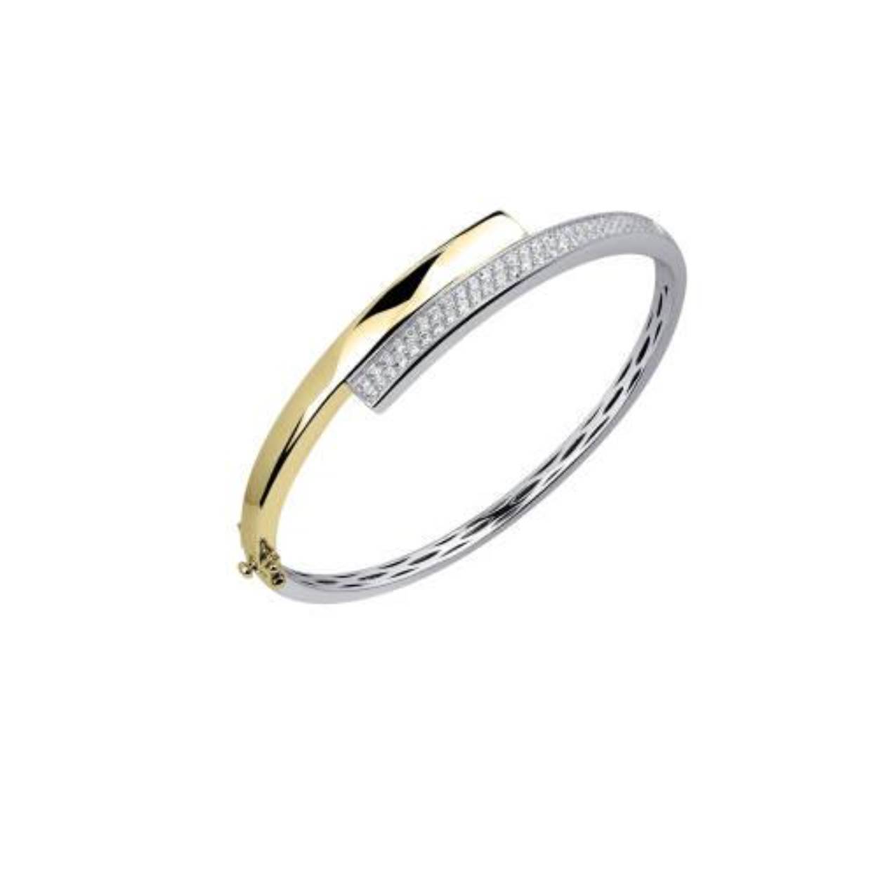 Zilver vergulde bangle met zirkonia