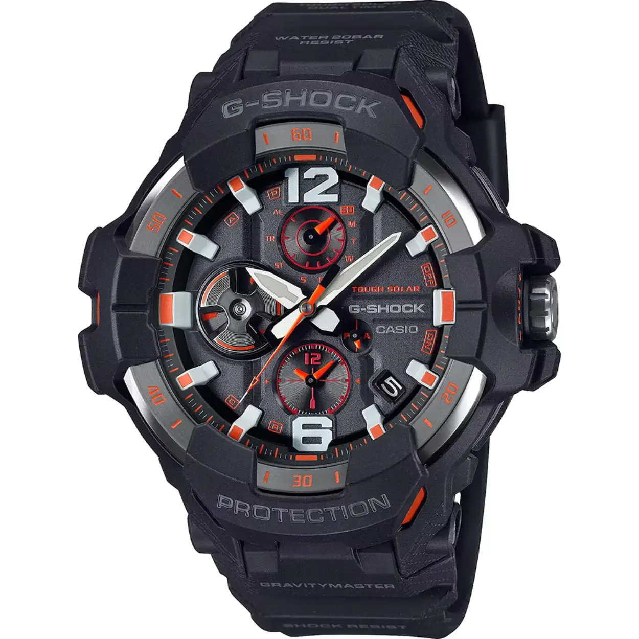 Dit G-Shock horloge heeft een kast gemaakt van Met carbon versterkt kunststof met een diameter van 54.7 mm en is voorzien van een Bio-plastic band. In de kast bevindt zich een Casio kwaliteitsuurwerk en is afgewerkt met Mineraalglas.