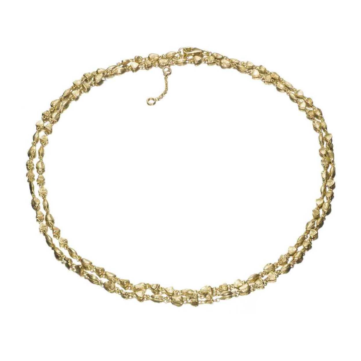 Jorge Revilla luxe 2-rijige armband 'Nuggets' 19 cm zilver met 18 krt. goldplated