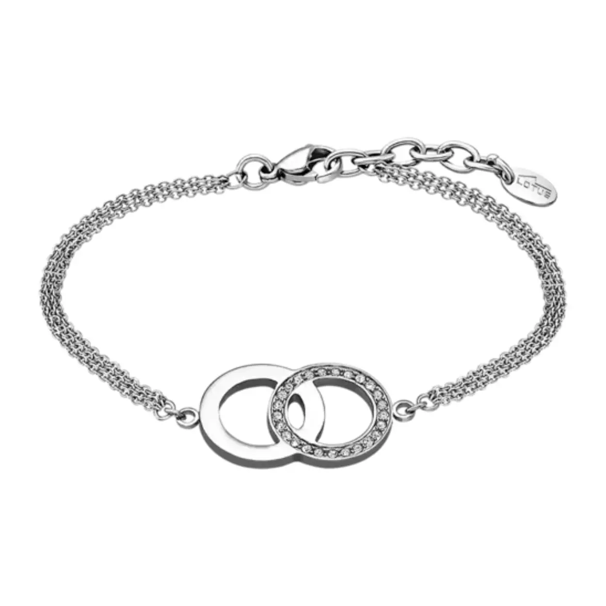 Deze elegante LOTUS STYLE damesarmband, modelnummer LS1913/2/1, is vervaardigd uit nikkelvrij roestvrij staal en heeft een stijlvolle zilverkleurige afwerking met twee ringen. Perfect voor dagelijks gebruik of speciale gelegenheden. Draag het solo als een subtiel accent of combineer het met andere armbanden voor een gelaagde look. Categorie: Sieraad; Type: Armband.