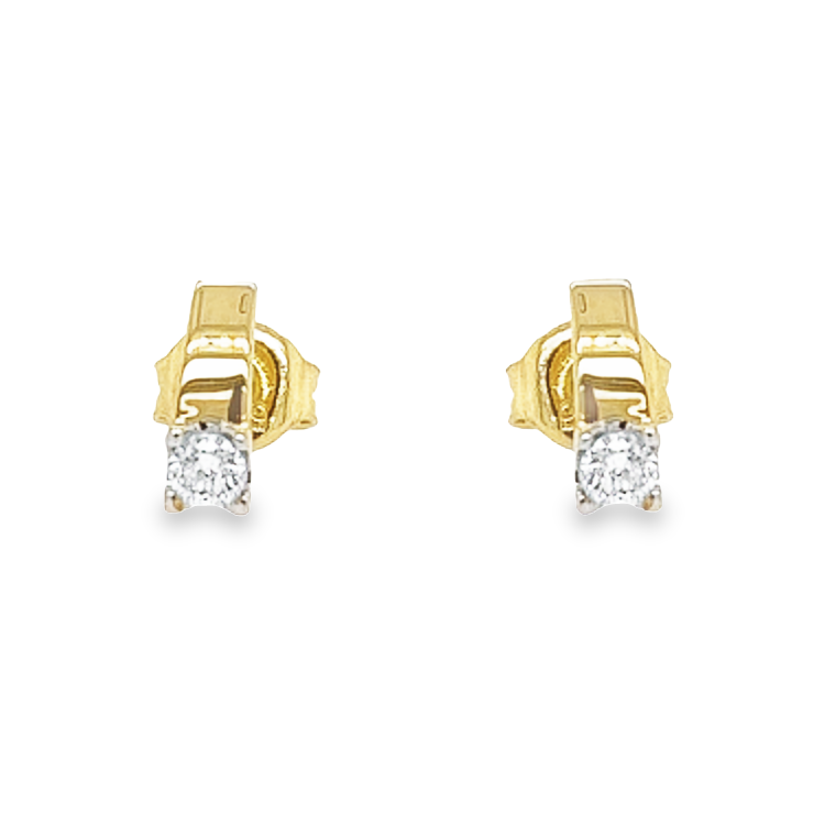 Geelgouden oorstekers met Diamant 0,12 karaat