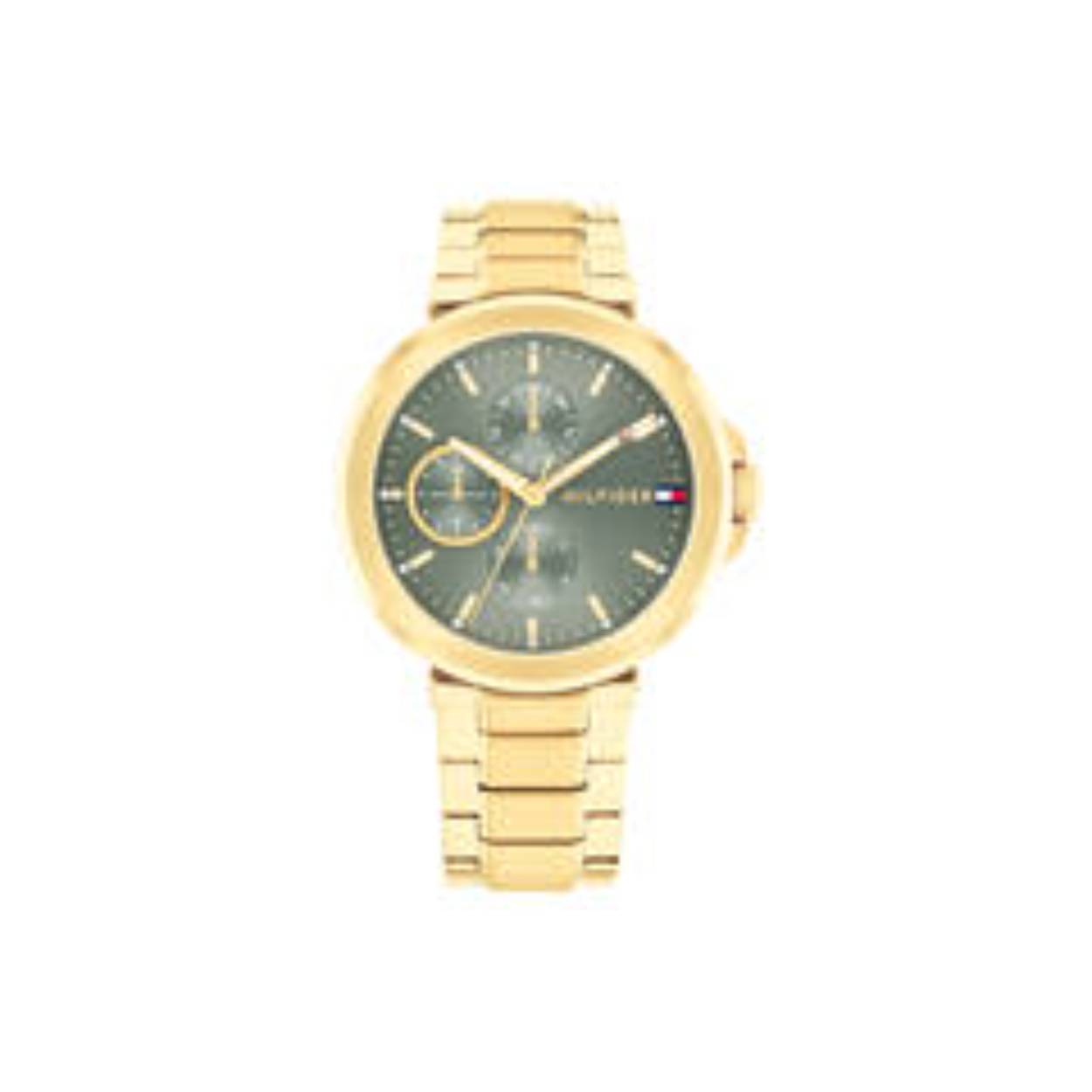Tommy Hilfiger TH1782755 Horloge Dames Staal Zilverkleurig 38mm
Dit specifieke horloge van Tommy Hilfiger uit de Lori serie met artikelnr: TH1782755 is een casual horloge die zeker in je collectie past. Het stalen dameshorloge heeft een ronde goudkleurige kast met een gladde bezel. Het horloge heeft een groene sunray wijzerplaat  met kristallen op de markers. Verder is het horloge multifunctioneel, heeft het dag,-datum en 24-uursaanduiding. Het horloge heeft een goudkleurige verstelbare schakelband, een mineraalglas, een doorsnee van 38mm en is 5ATM.  

Het merk:
Sinds de lancering van het merk in 1985 is Tommy Hilfiger wereldwijd bekend geworden als pionier van de klassieke Amerikaanse coole stijl. Geïnspireerd door de iconische popcultuur en het Amerikaanse erfgoed. De dames en herencollectie van dit seizoen bestaan uit minimalistische silhouetten en rustieke lederen details. De herenhorlogecollectie biedt iconische uurwerken met roestvrijstalen, lederen en siliconen banden.

Specificaties:
- Mineraalglas
- Ronde kast 38mm
- Goudkleurige horlogekast
- Groene wijzerplaat
- Goudkleurige schakelband
- Multifunctioneel
- 5ATM