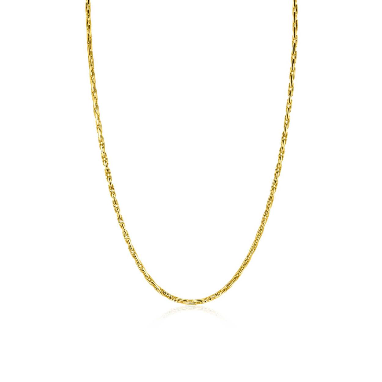 ZINZI gold plated zilveren schakel ketting met stoere schakels van 2,3mm breed. De lengte van de ketting is te variëren tussen 43cm en 45cm. Dit collier is stijvol én stoer daardoor geschikt voor elke gelegenheid. Vervaardigd van eerste gehalte zilver (925) en extra geel verguld.