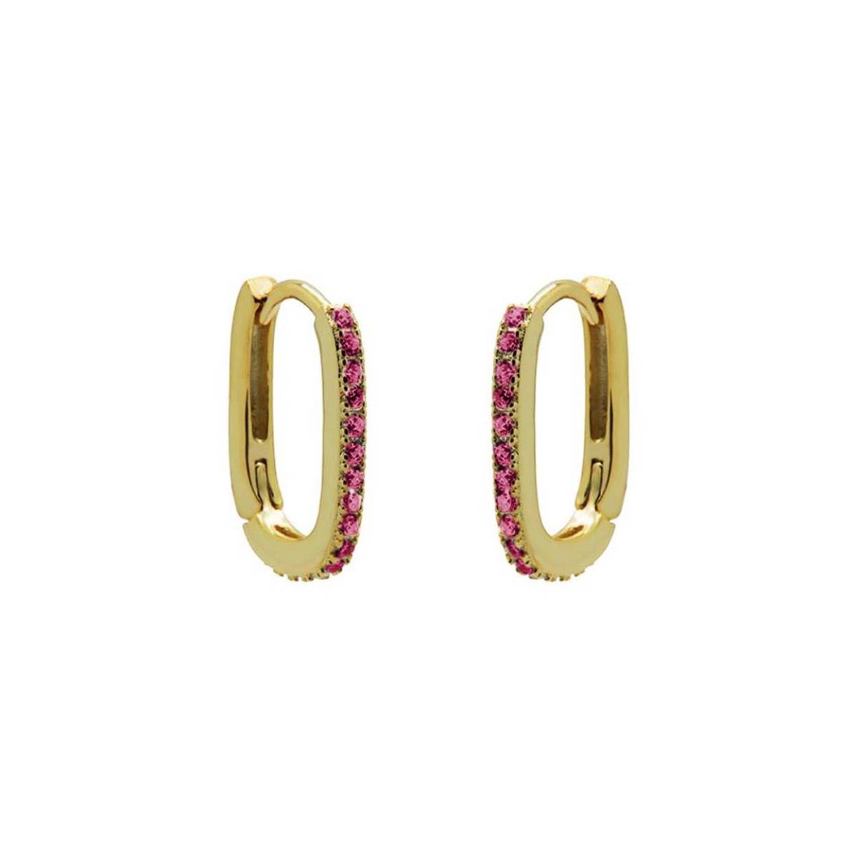 H77GP_RR Karma oorringen | zilver verguld | zirkonia roze