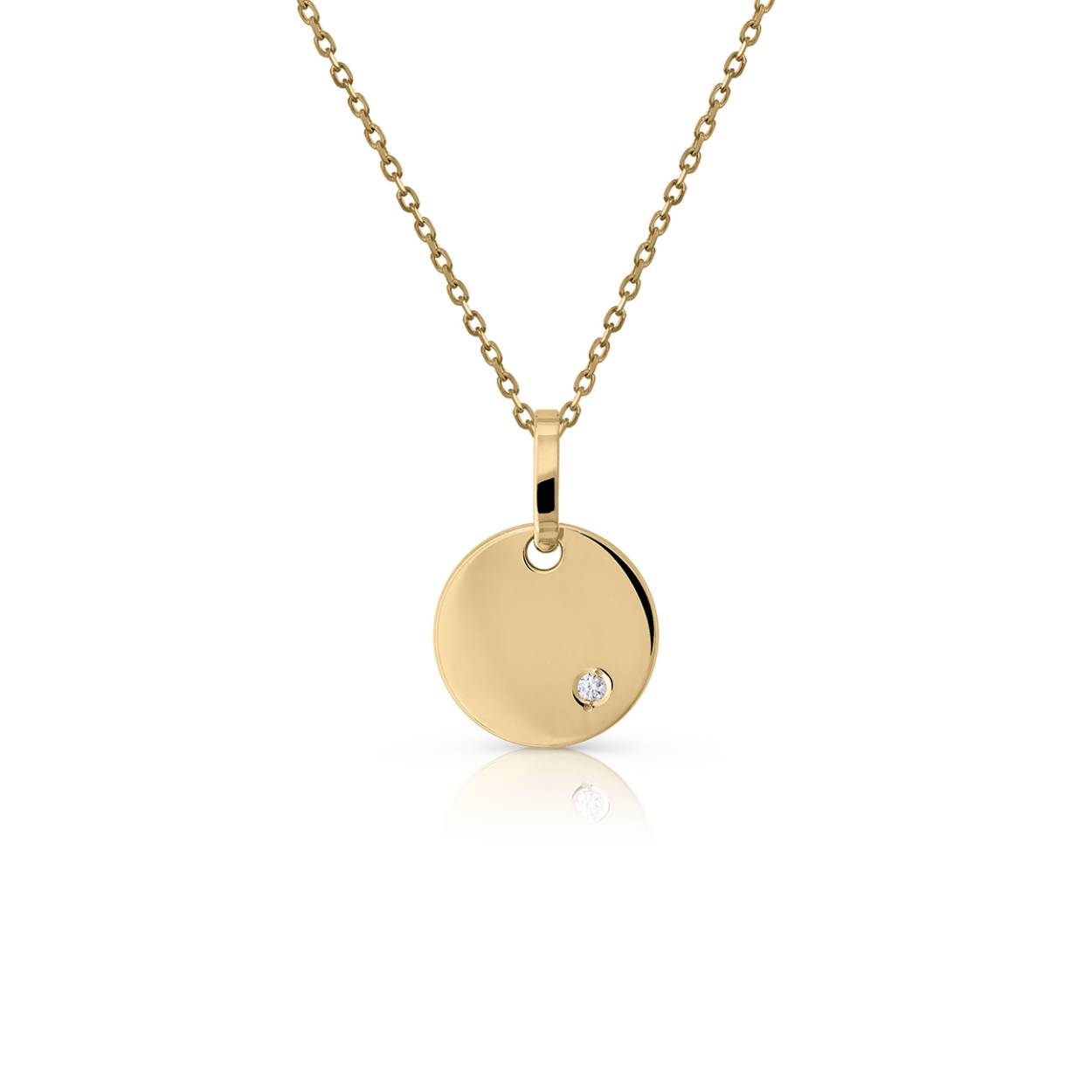 18karaat geel goud ketting met plaatje en diamand