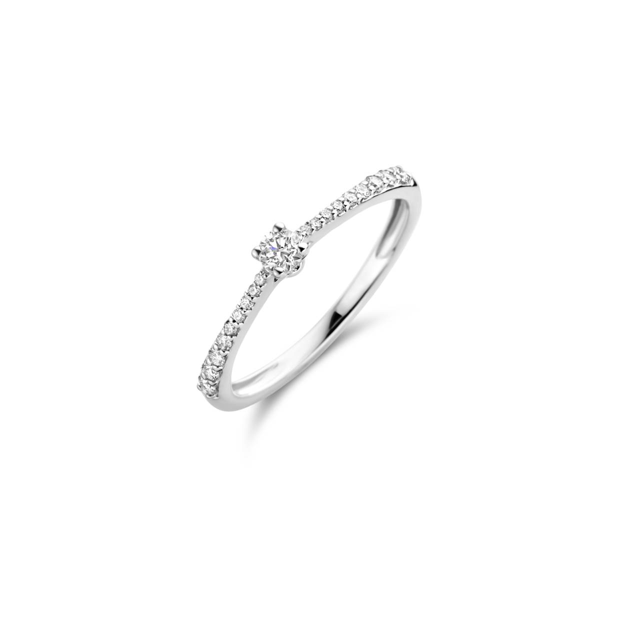 witgouden ring, 4poot+pave 0.20ct briljant mt54