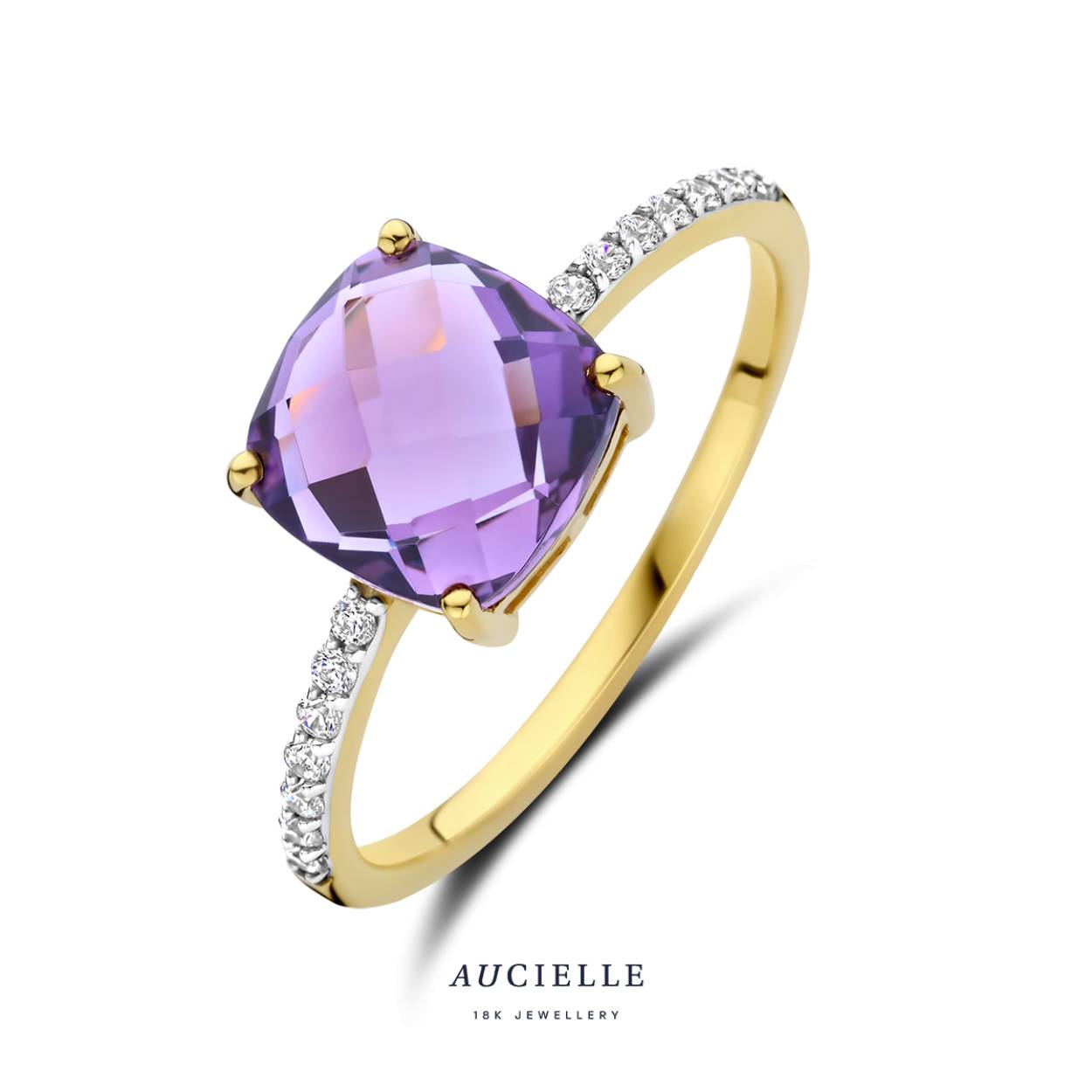 Aucielle ring goud 18k, amethyst cz