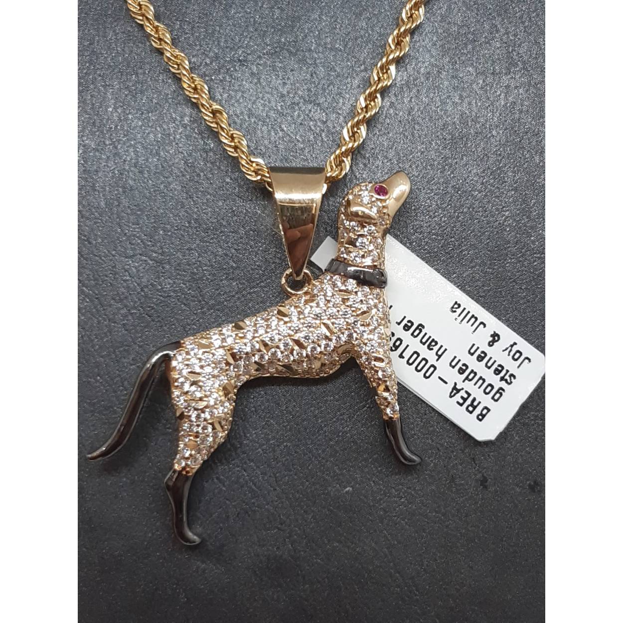 gouden hanger 14kt met stenen