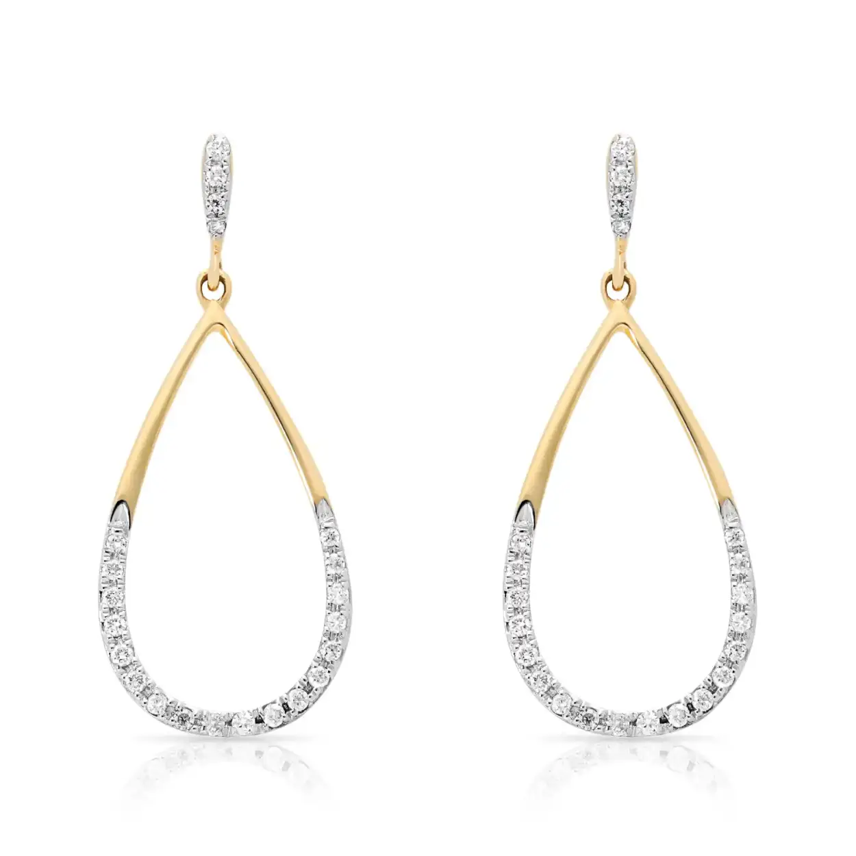 Gouden briljant oorbellen 14kt. 44-0.09ct. H/SI
