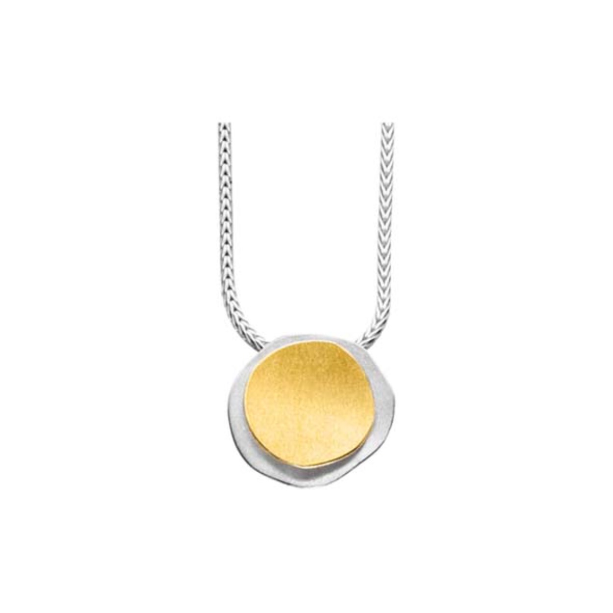 Zilver collier met hanger zilver/goud 45 cm. Afgewerkt met 20 karaat goud.