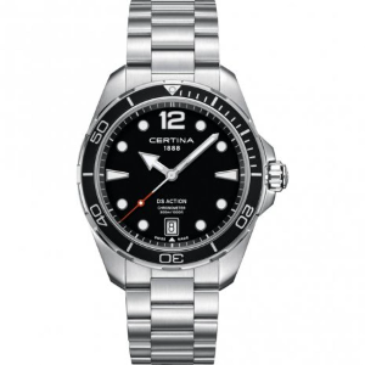 Waarom tevreden zijn met minder? De DS Action accepteert geen compromissen. Met zijn robuuste afwerking, waterdichtheid tot 30 bar (300 meter) en het officiële COSC Chronometer-certificaat laat dit horloge niets te wensen over.