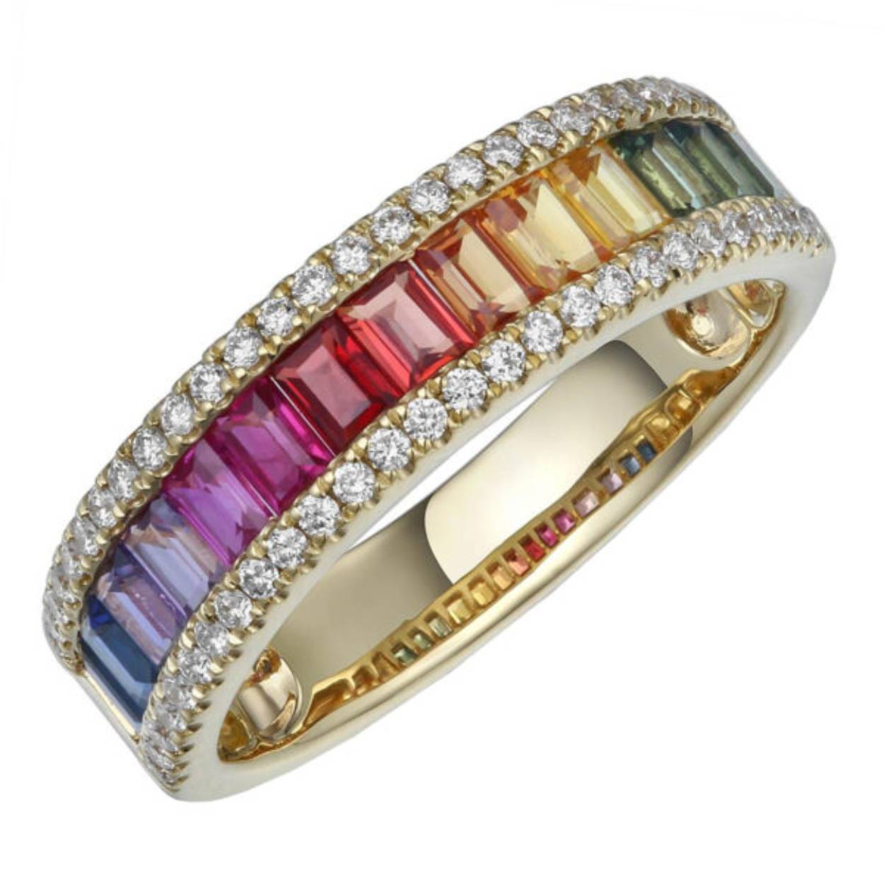 Rose gouden ring gezet met 54-0.26 G SI/14-1.39 Regenboog Saffier